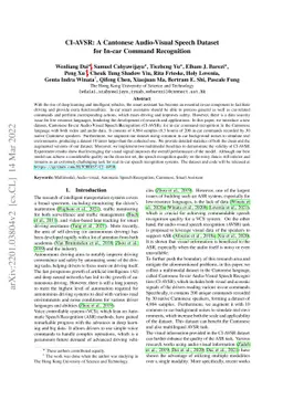 CI-AVSR: A Cantonese Audio-Visual Speech Dataset for In-car Command
  Recognition