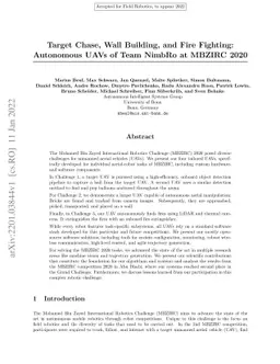 Target Chase, Wall Building, and Fire Fighting: Autonomous UAVs of Team
  NimbRo at MBZIRC 2020