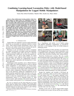 Combining Learning-based Locomotion Policy with Model-based Manipulation
  for Legged Mobile Manipulators