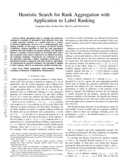Heuristic Search for Rank Aggregation with Application to Label Ranking