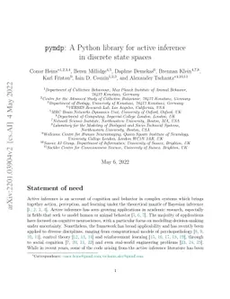 pymdp: A Python library for active inference in discrete state spaces