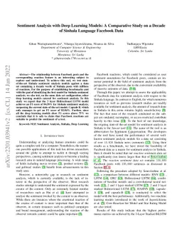 Sentiment Analysis with Deep Learning Models: A Comparative Study on a
  Decade of Sinhala Language Facebook Data