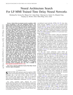 Neural Architecture Search For LF-MMI Trained Time Delay Neural Networks