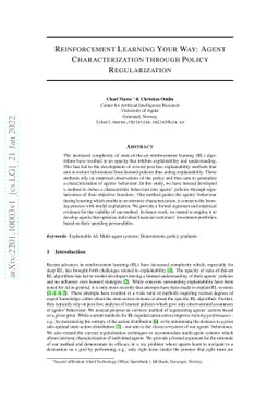 Reinforcement Learning Your Way: Agent Characterization through Policy
  Regularization