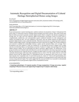 Automatic Recognition and Digital Documentation of Cultural Heritage
  Hemispherical Domes using Images