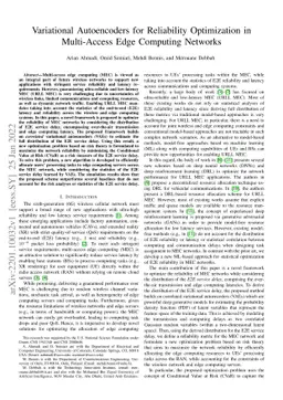 Variational Autoencoders for Reliability Optimization in Multi-Access
  Edge Computing Networks