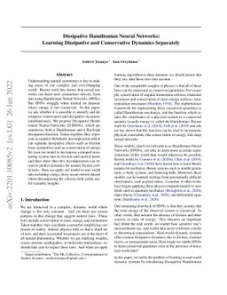 Dissipative Hamiltonian Neural Networks: Learning Dissipative and
  Conservative Dynamics Separately