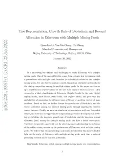 Tree Representation, Growth Rate of Blockchain and Reward Allocation in
  Ethereum with Multiple Mining Pools