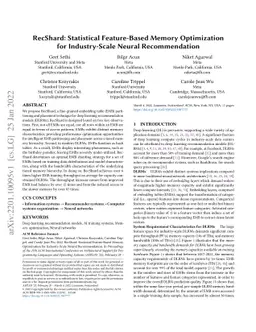 RecShard: Statistical Feature-Based Memory Optimization for
  Industry-Scale Neural Recommendation