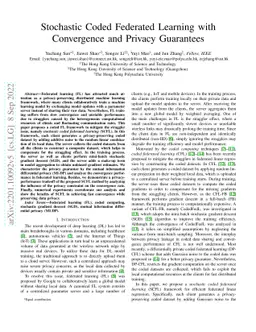 Stochastic Coded Federated Learning with Convergence and Privacy
  Guarantees