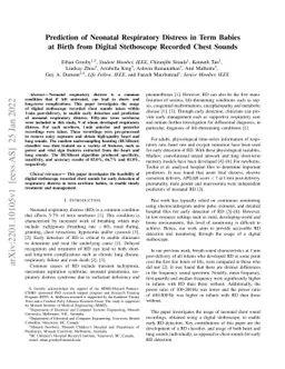 Prediction of Neonatal Respiratory Distress in Term Babies at Birth from
  Digital Stethoscope Recorded Chest Sounds
