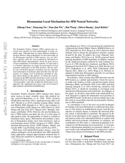Riemannian Local Mechanism for SPD Neural Networks