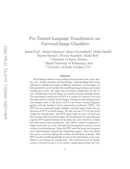 Pre-Trained Language Transformers are Universal Image Classifiers