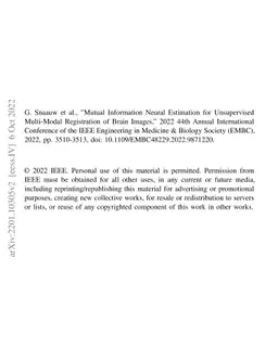 Mutual information neural estimation for unsupervised multi-modal
  registration of brain images