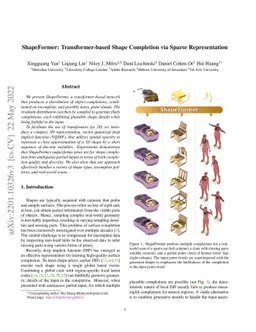 ShapeFormer: Transformer-based Shape Completion via Sparse
  Representation