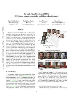 Rayleigh EigenDirections (REDs): GAN latent space traversals for
  multidimensional features