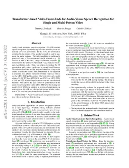 Transformer-Based Video Front-Ends for Audio-Visual Speech Recognition
  for Single and Multi-Person Video