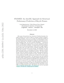 FRAMED: An AutoML Approach for Structural Performance Prediction of
  Bicycle Frames