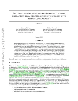 Distantly supervised end-to-end medical entity extraction from
  electronic health records with human-level quality