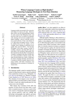 Whose Language Counts as High Quality? Measuring Language Ideologies in
  Text Data Selection