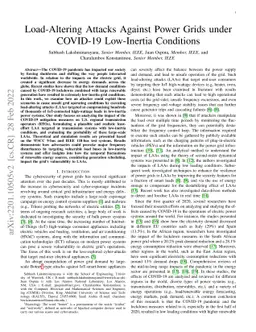 Load-Altering Attacks Against Power Grids under COVID-19 Low-Inertia
  Conditions