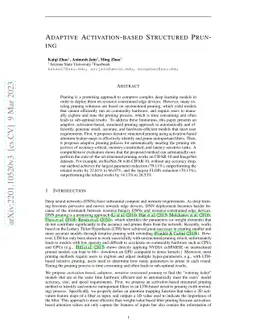 Adaptive Activation-based Structured Pruning