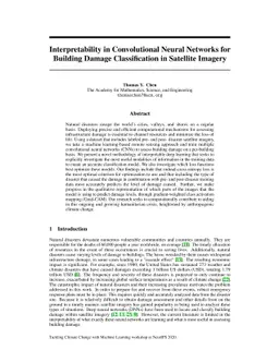 Interpretability in Convolutional Neural Networks for Building Damage
  Classification in Satellite Imagery