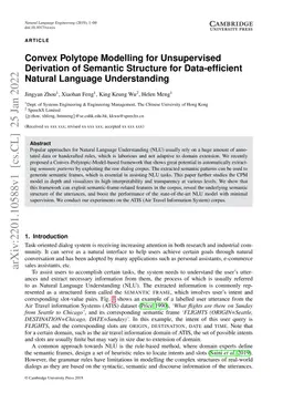 Convex Polytope Modelling for Unsupervised Derivation of Semantic
  Structure for Data-efficient Natural Language Understanding