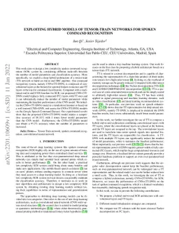 Exploiting Hybrid Models of Tensor-Train Networks for Spoken Command
  Recognition