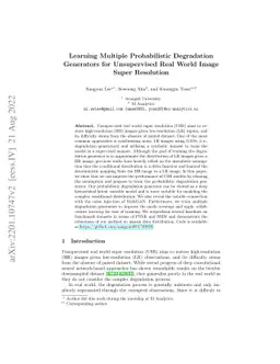 Learning Multiple Probabilistic Degradation Generators for Unsupervised
  Real World Image Super Resolution