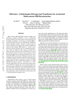 DSFormer: A Dual-domain Self-supervised Transformer for Accelerated
  Multi-contrast MRI Reconstruction