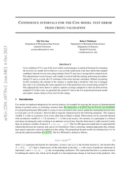 Confidence intervals for the Cox model test error from cross-validation