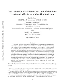 Instrumental variable estimation of dynamic treatment effects on a
  duration outcome