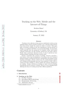 Tracking on the Web, Mobile and the Internet-of-Things