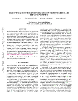Predicting Knee Osteoarthritis Progression from Structural MRI using
  Deep Learning