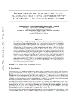 Jalisco's multiclass land cover analysis and classification using a
  novel lightweight convnet with real-world multispectral and relief data