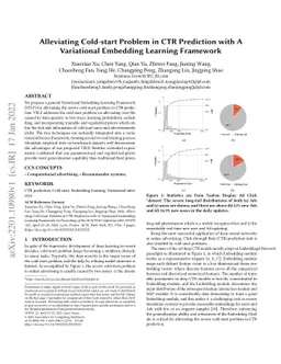 Alleviating Cold-start Problem in CTR Prediction with A Variational
  Embedding Learning Framework