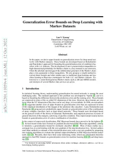 Generalization Error Bounds on Deep Learning with Markov Datasets