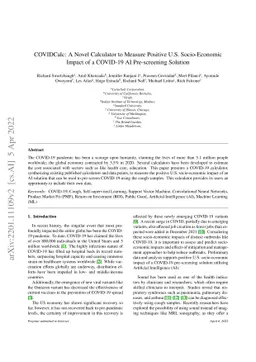 Using a Novel COVID-19 Calculator to Measure Positive U.S.
  Socio-Economic Impact of a COVID-19 Pre-Screening Solution (AI/ML)