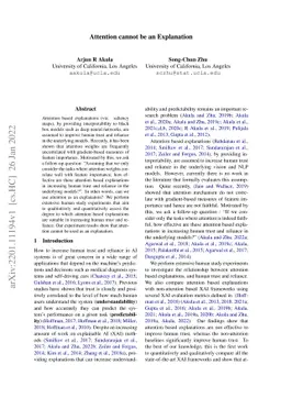 Attention cannot be an Explanation