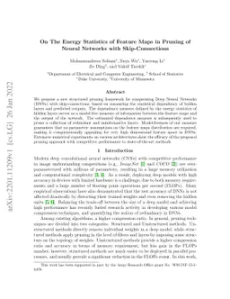 On The Energy Statistics of Feature Maps in Pruning of Neural Networks
  with Skip-Connections
