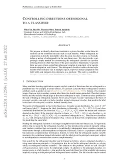 Controlling Directions Orthogonal to a Classifier