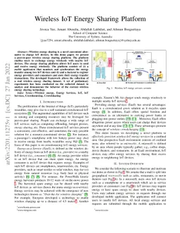 Wireless IoT Energy Sharing Platform