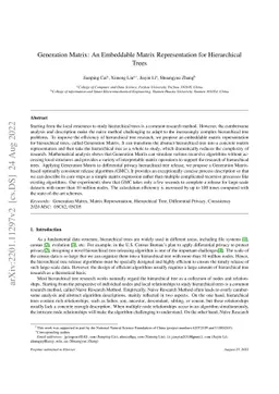 Generation Matrix: An Embeddable Matrix Representation for Hierarchical
  Trees