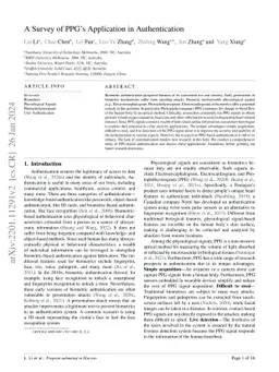 A Survey of PPG's Application in Authentication