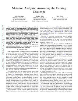 Mutation Analysis: Answering the Fuzzing Challenge