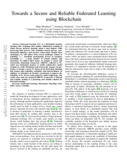 Towards a Secure and Reliable Federated Learning using Blockchain