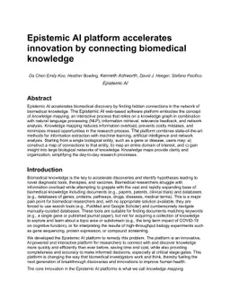 Epistemic AI platform accelerates innovation by connecting biomedical
  knowledge