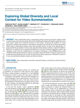 Exploring Global Diversity and Local Context for Video Summarization
