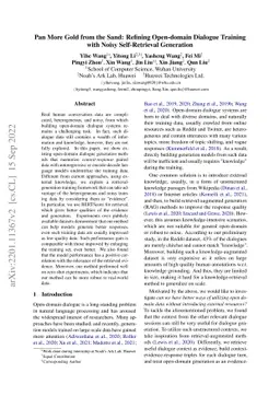 Pan More Gold from the Sand: Refining Open-domain Dialogue Training with
  Noisy Self-Retrieval Generation